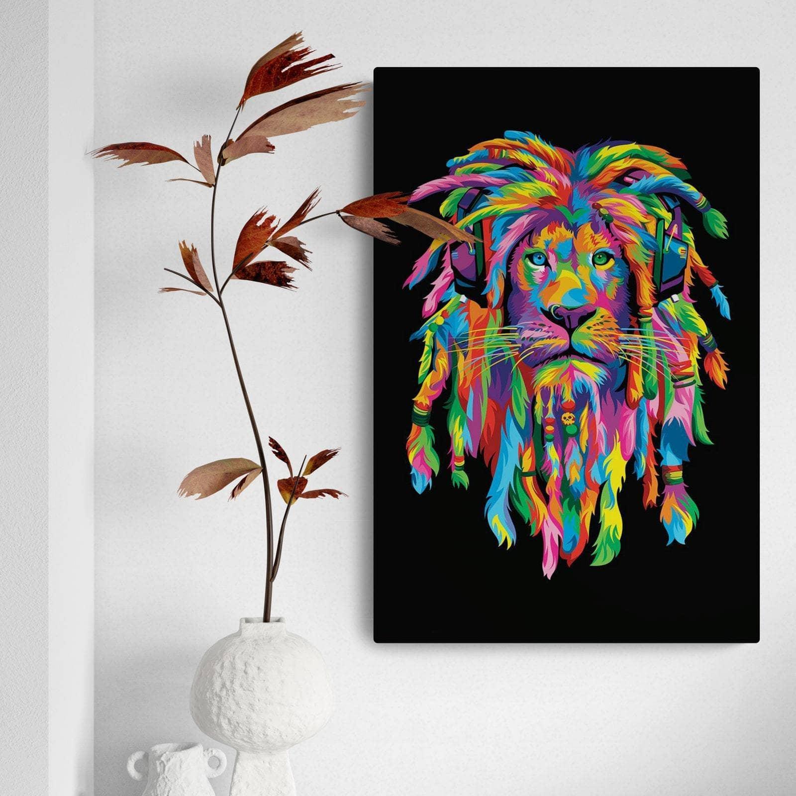 Tableau Pop Art Lion Rasta - Montableaudeco