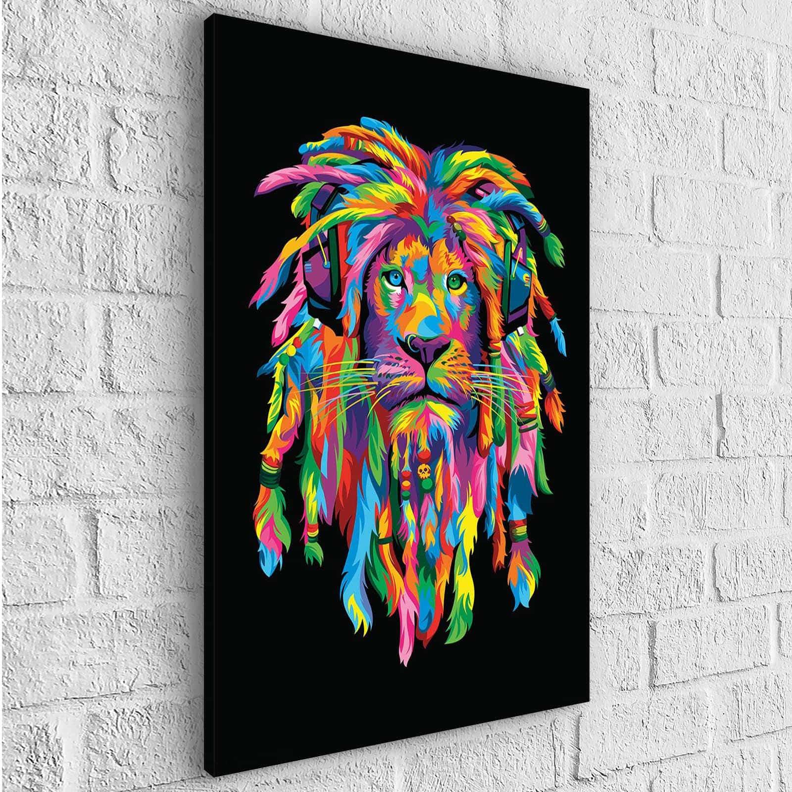 Tableau Pop Art Lion Rasta - Montableaudeco