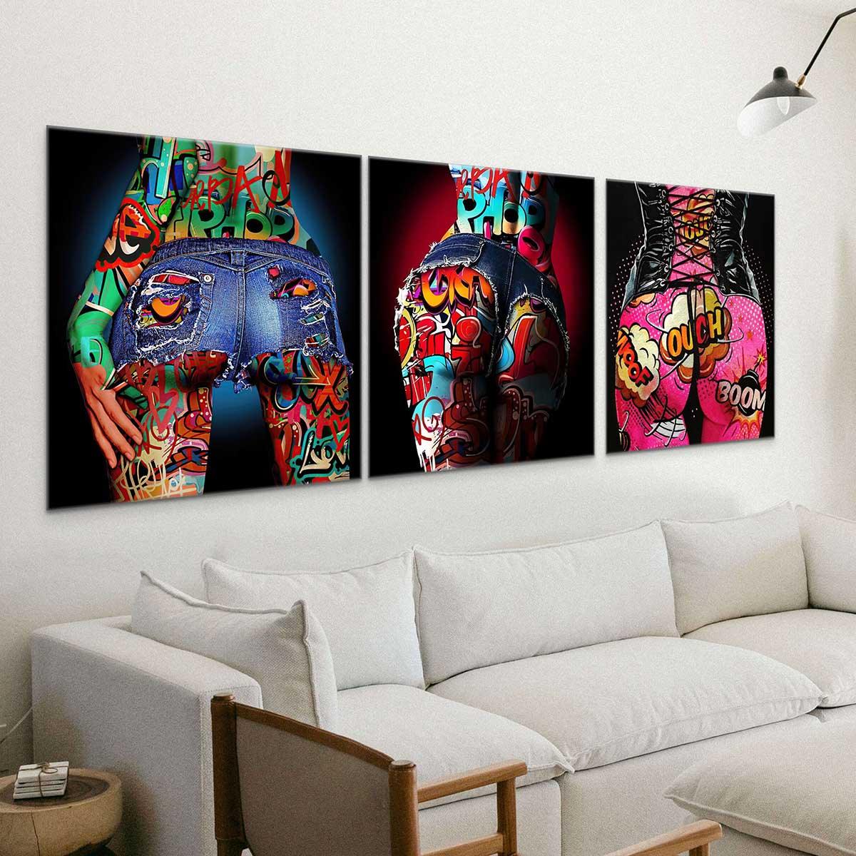 Tableau Pop Art Sexy Tatoo 3 pièces - Montableaudeco