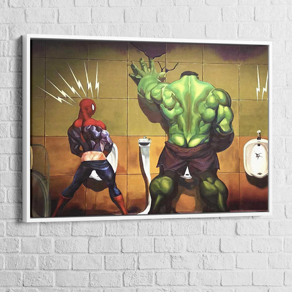 Tableau Spiderman Hulk Aux Toilettes - Montableaudeco
