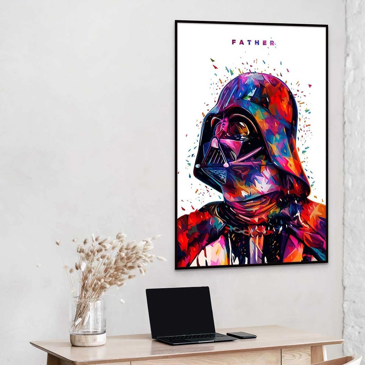 Tableau Star Wars Dark Vador Father Blanc - Montableaudeco