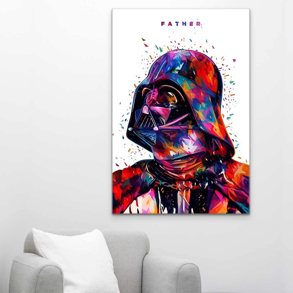 Tableau Star Wars Dark Vador Father Blanc - Montableaudeco