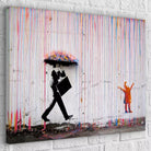 Tableau Street Art Banksy Umbrella Rain - Montableaudeco