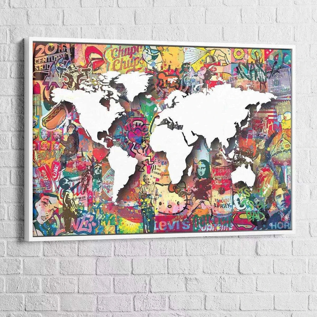 Tableau Street Art Carte du Monde - Montableaudeco