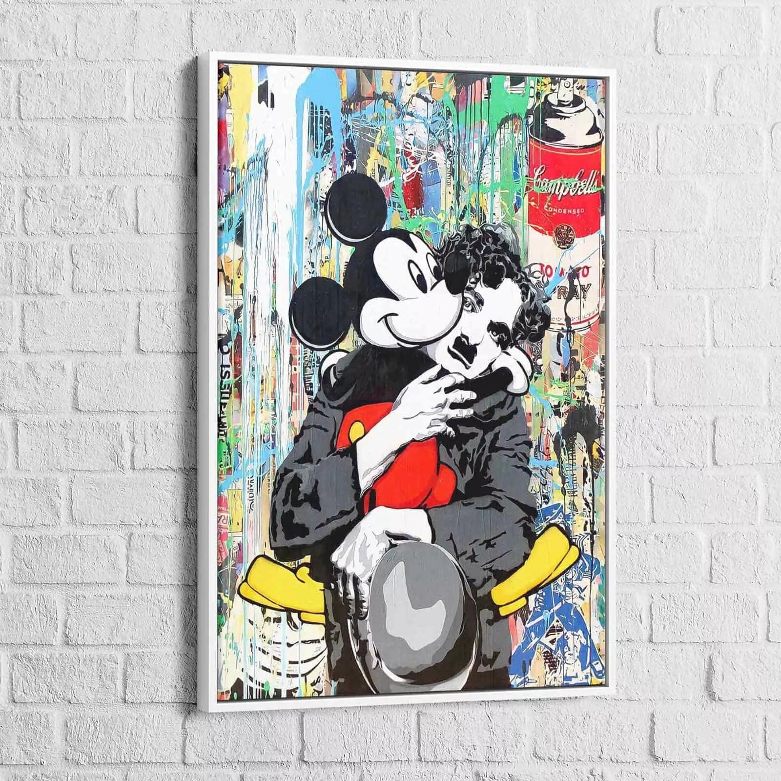 Tableau Street Art Charlie Chaplin et Mickey Mouse - Montableaudeco