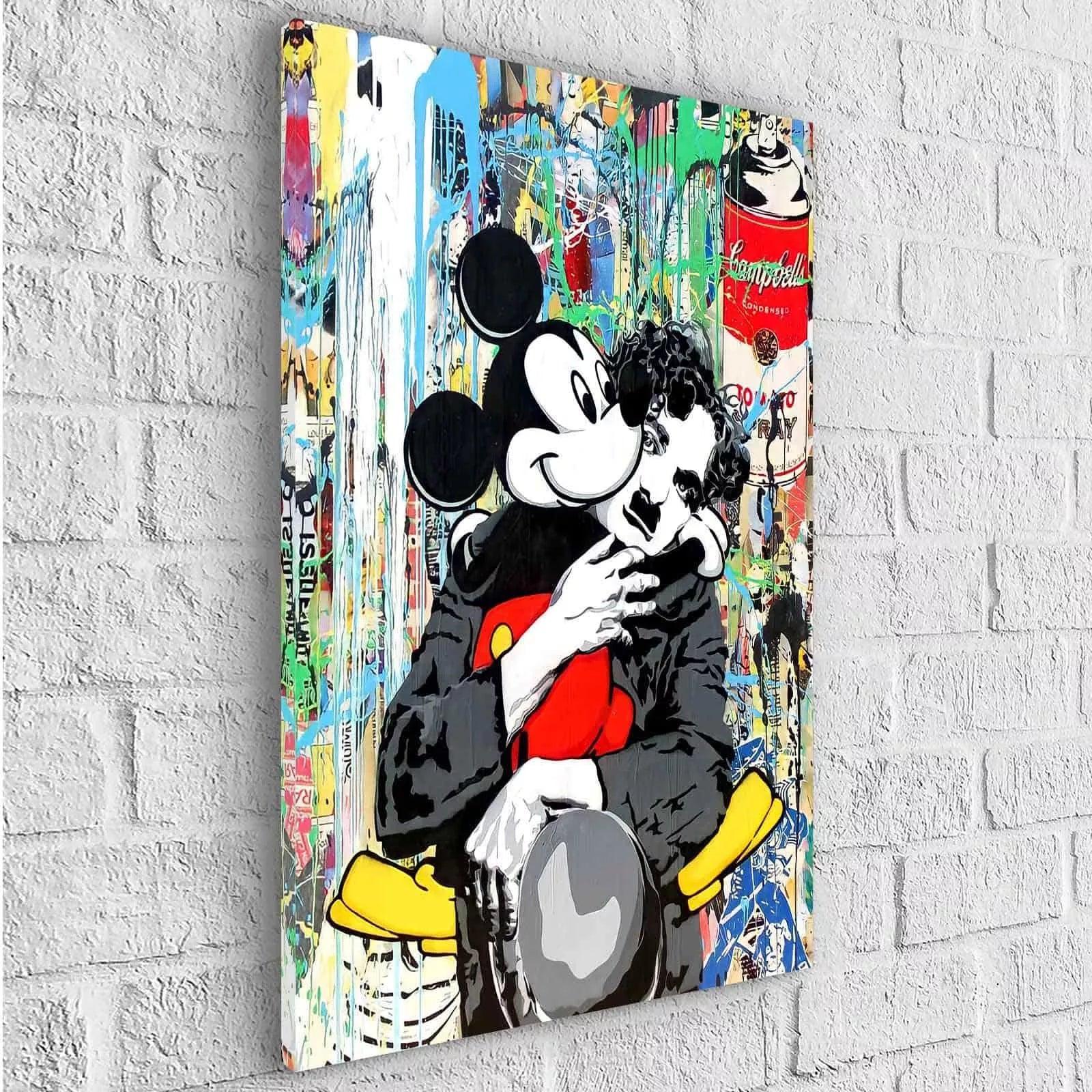 Tableau Street Art Charlie Chaplin et Mickey Mouse - Montableaudeco