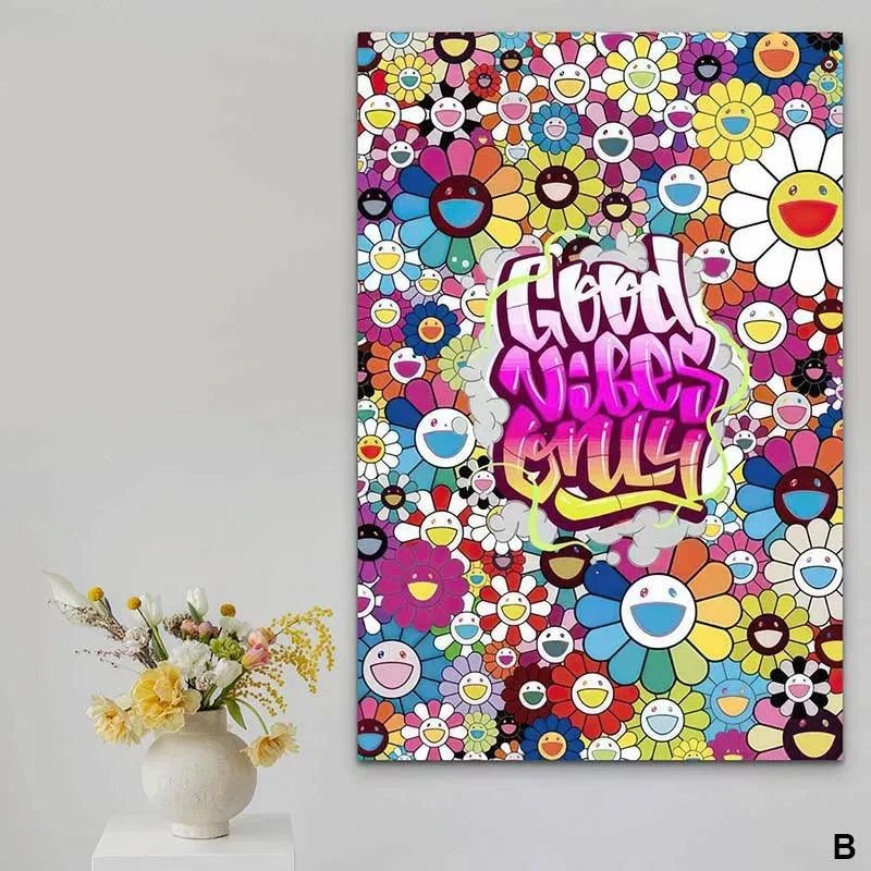 Tableau Street Art Graffiti Good Vibes - Montableaudeco