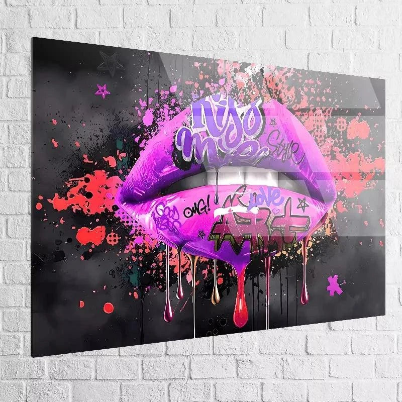 Tableau Street Art Kiss Lips - Montableaudeco