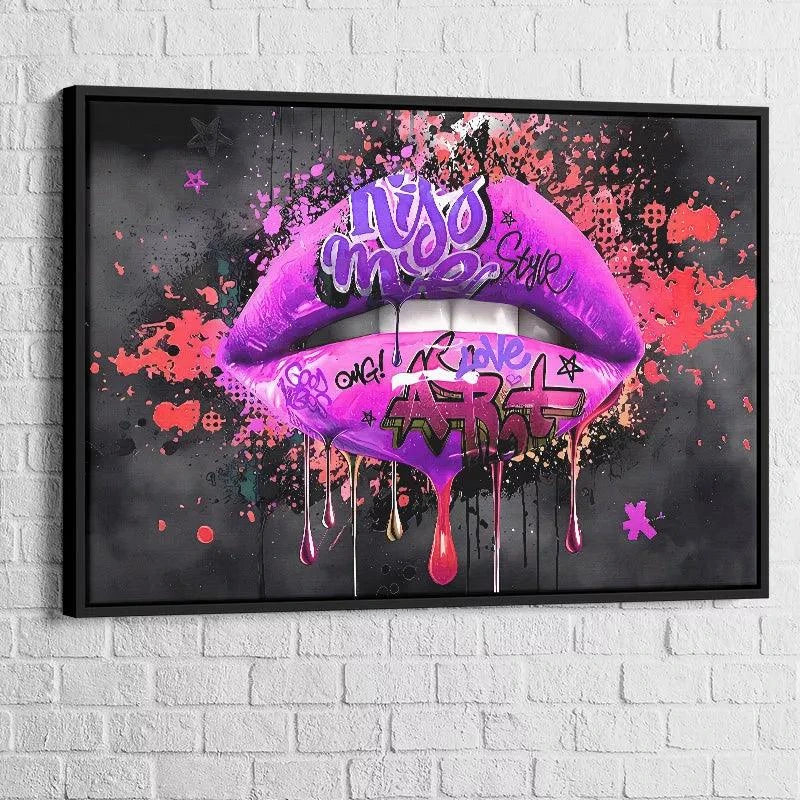 Tableau Street Art Kiss Lips - Montableaudeco