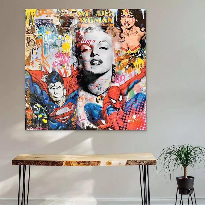 Tableau Street Art Marylin Super Héros - Montableaudeco