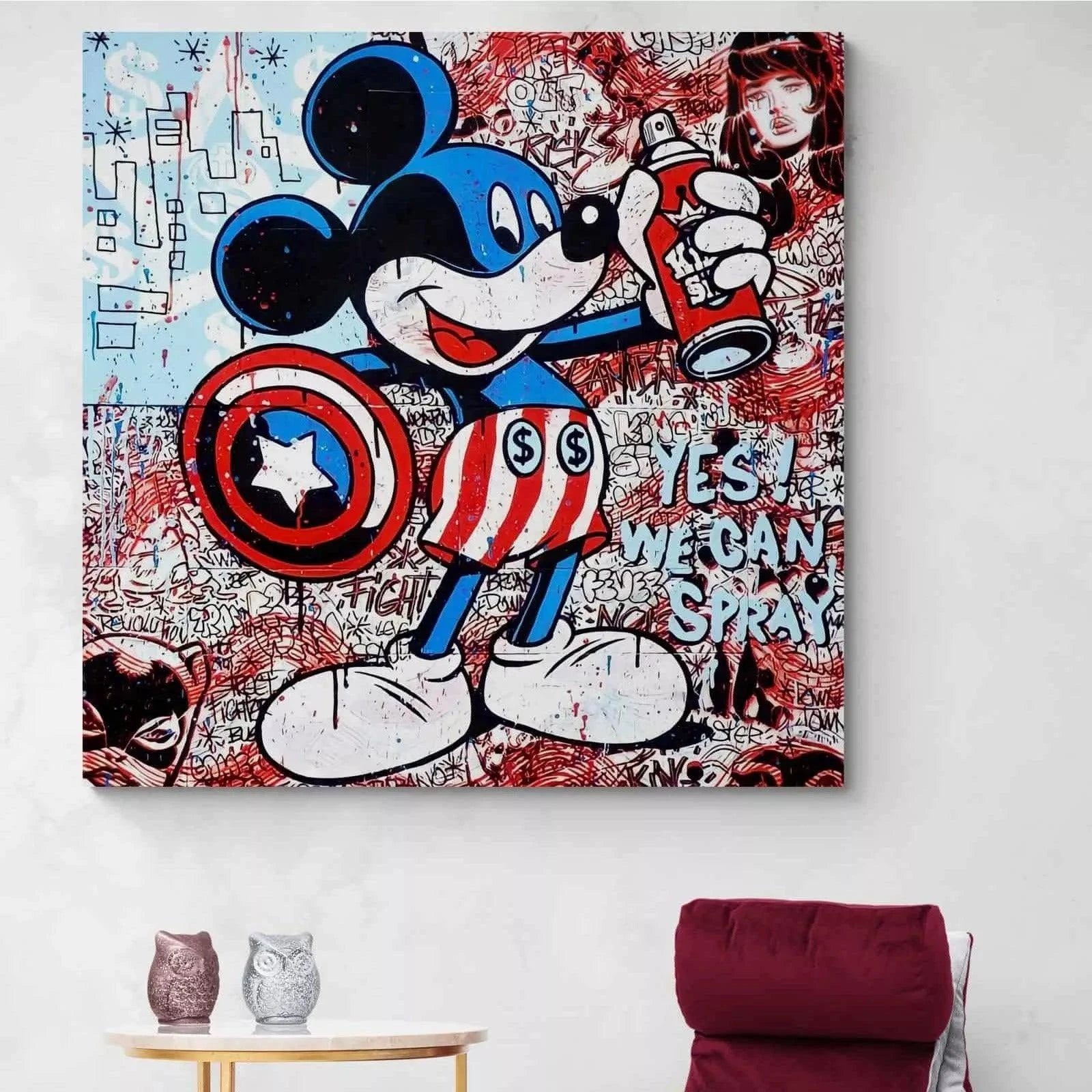 Tableau Street Art Mickey Cpt America - Montableaudeco