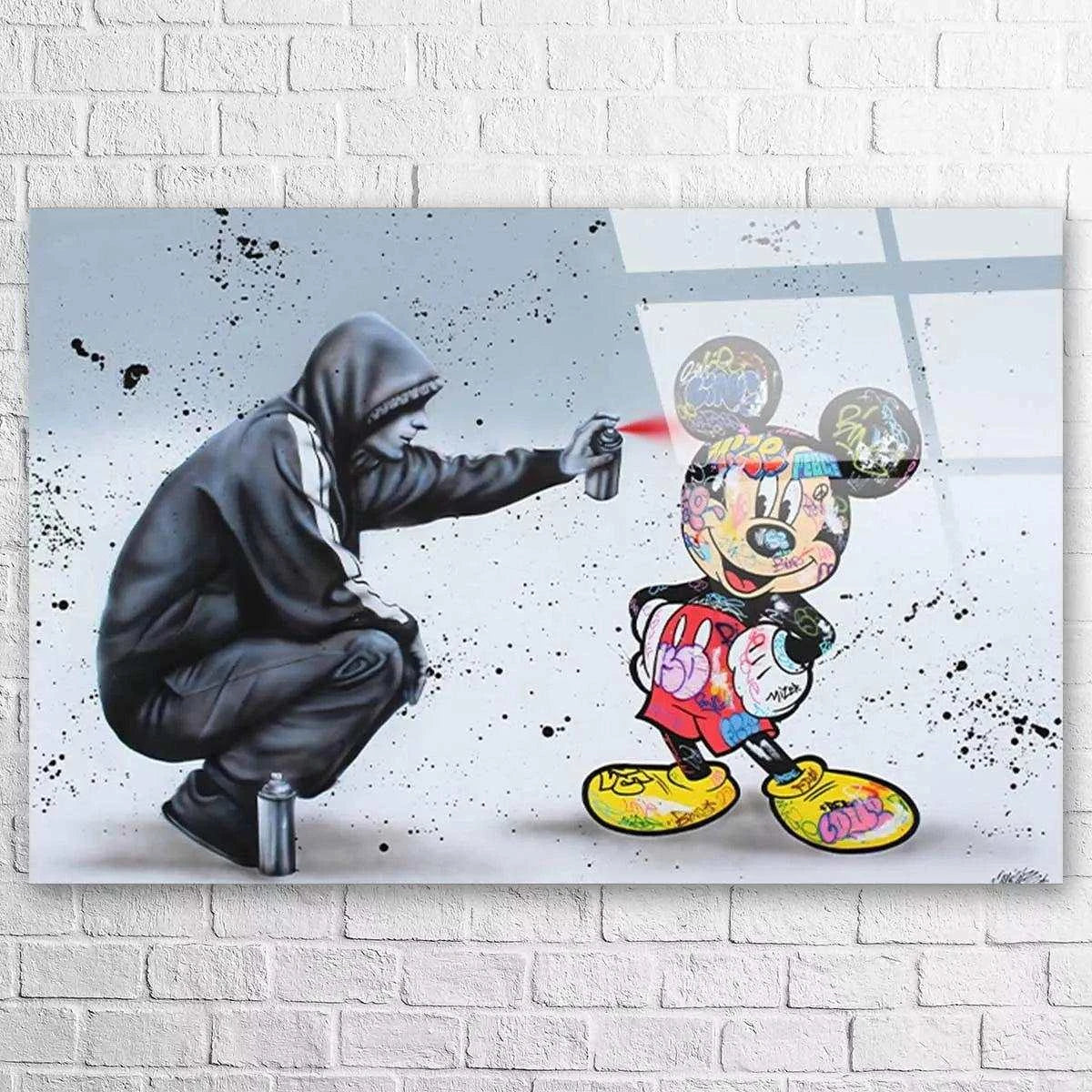 Tableau Street Art Mickey et le Graffeur - Montableaudeco