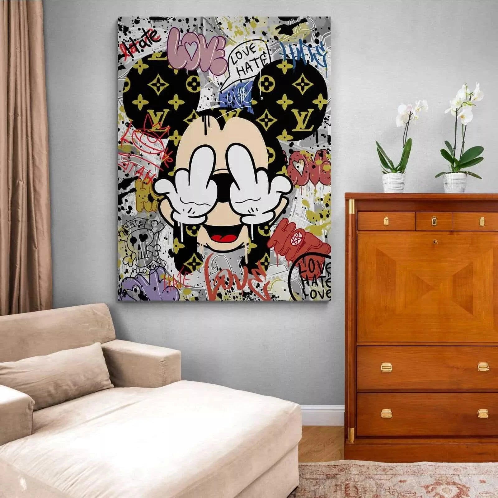 Tableau Street Art Mickey Love Hate - Montableaudeco