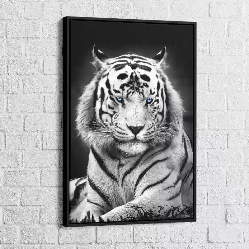 Tableau Tigre Blanc Yeux Bleus - Montableaudeco