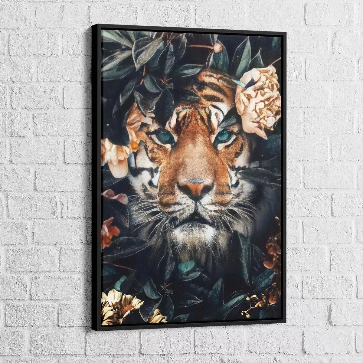 Tableau Tigre et Fleurs - Montableaudeco