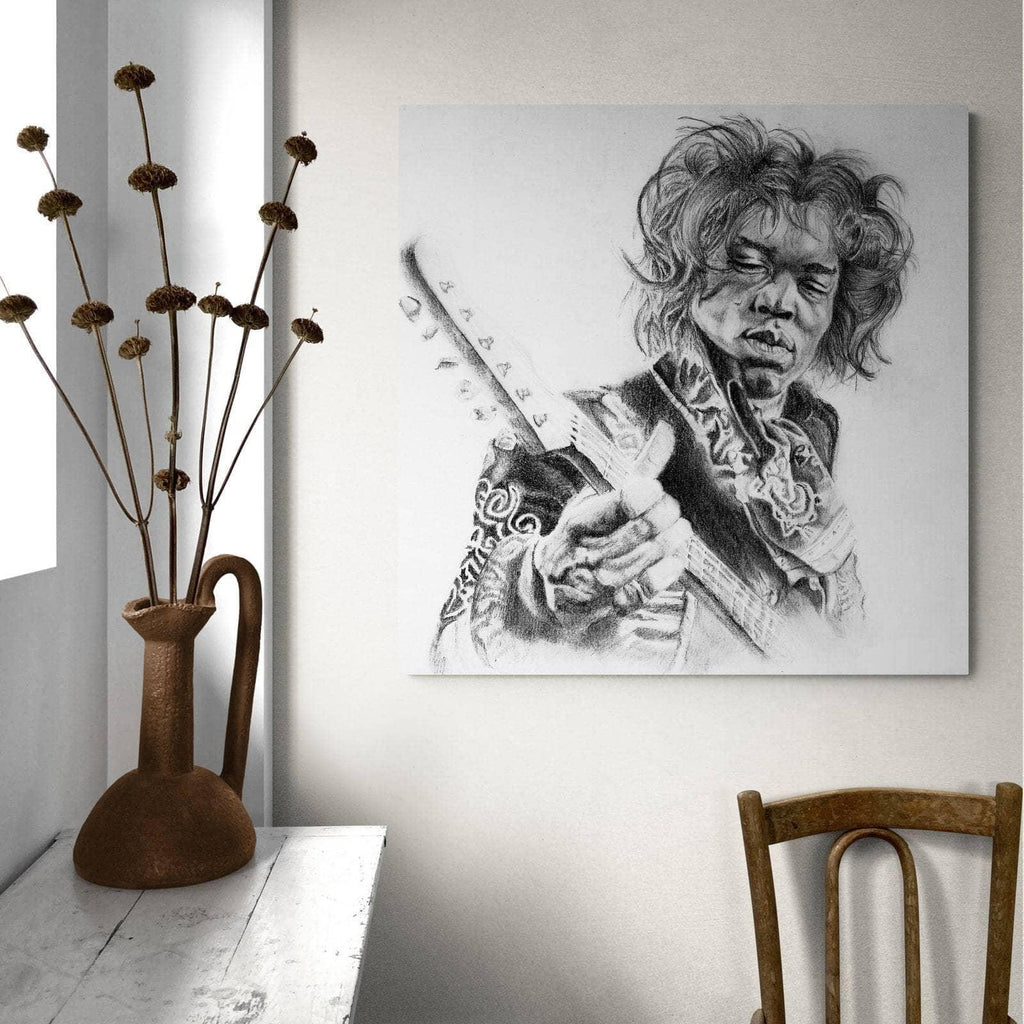 Tableau Jimi Hendrix Noir et Blanc au Crayon - Montableaudeco